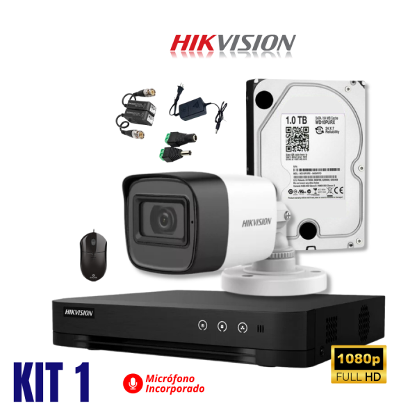 Kit Hikvision de 01 camara full hd con audio - Rices Enterprise