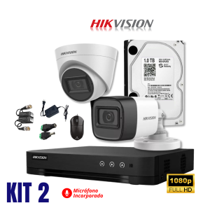 Kit Hikvision de 02 camaras full hd con audio - Rices Enterprise