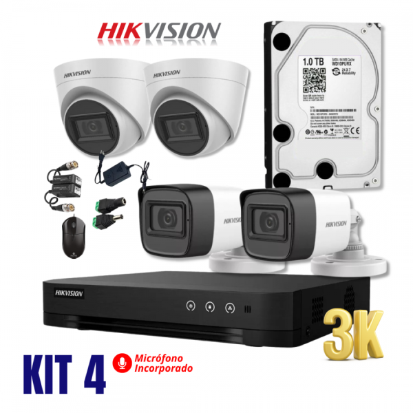 Kit de 04 camaras 5mp 3k con audio - Rices Enterprise