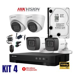 Kit Hikvision de 04 camaras full hd con audio - Rices Enterprise