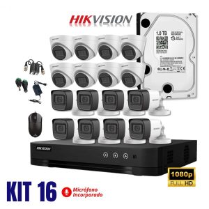 Kit Hikvision de 16 camaras full hd con audio - Rices Enterprise